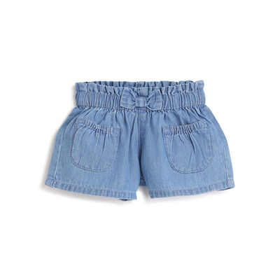 Girls Medium Light Blue Solid Shorts